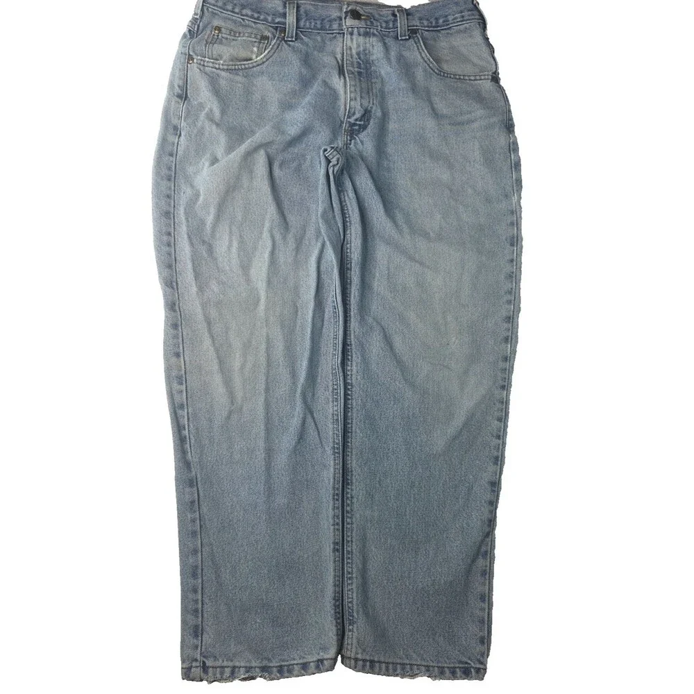 Vintage Carhartt Jeans Mens 36x28 Light Wash Distressed Workwear Denim 90s